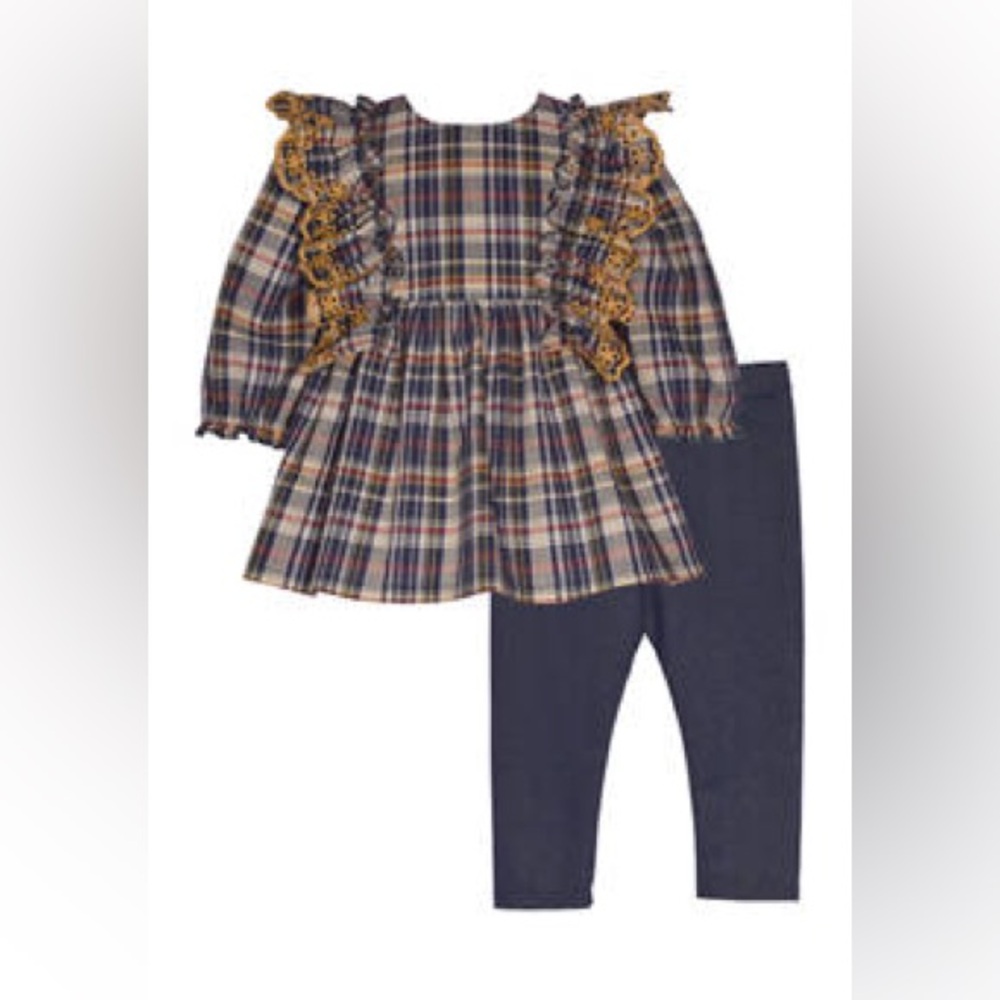 Bonnie Baby Kids 2 Piece Plaid Top With Leggings Size 24M